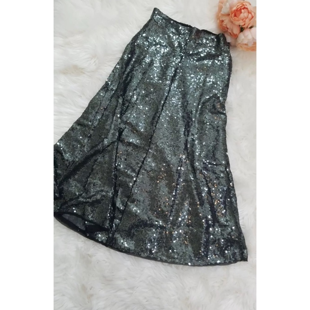 NWT ZARA GRAY SEQUINED MIDI SKIRT - Picture 7 of 8